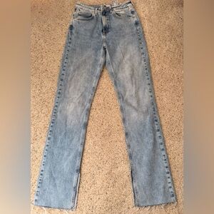 Zara super high rise straight Light Blue Denim Jeans